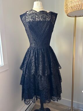 Vintage 1950s Phyllis De Trano Black Lace Dress